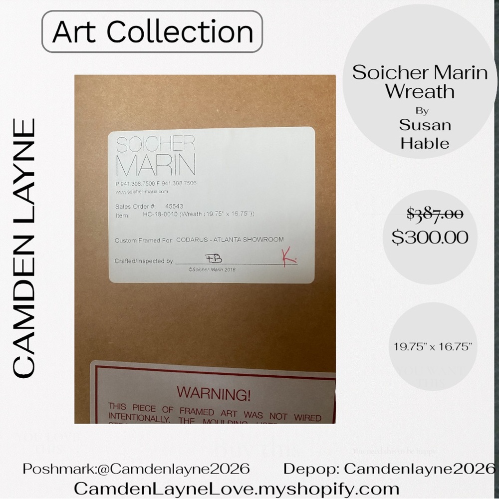 Soicher Marin Wreath Black and White Art Print - Picture 3 of 5